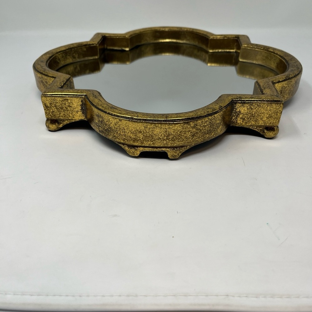 Vintage Quatrefoil Gold Gilt Framed Wall Mirror 12” Home Decor - Picture 3 of 7